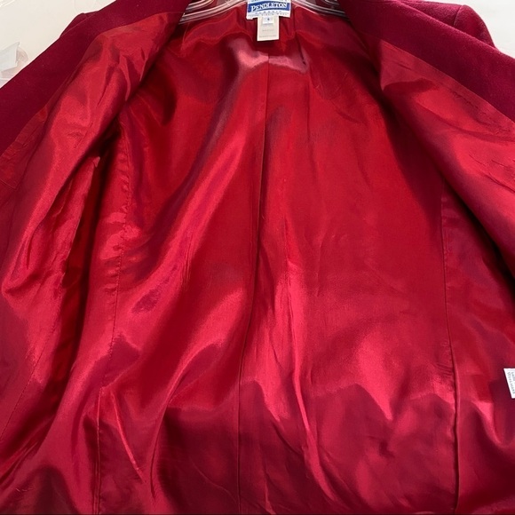 Pendleton Red 100% Virgin Wool 2 Pc. Suit Blazer Jacket Size 6 Skirt Size 12 - Picture 11 of 12